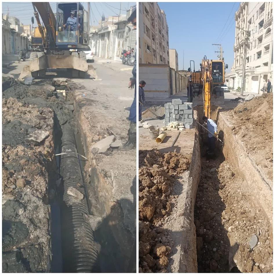 اقدام جهادی شرکت آبفا اهواز در راستای اصلاح خطوط ریزشی شبکه فاضلاب اهواز