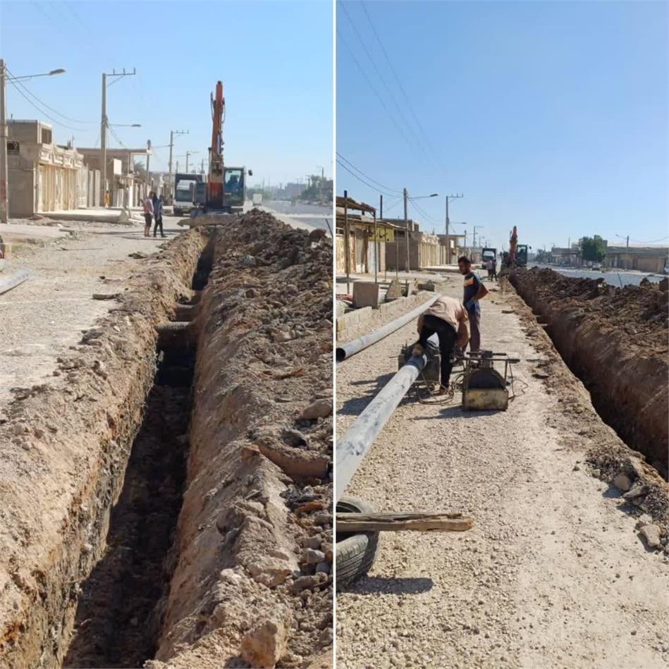 اصلاح شبکه توزیع آب در خیابان پلاک اروندی کوی سادات