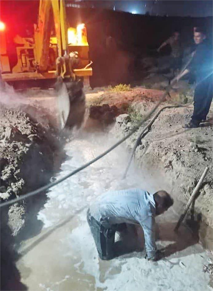 پایان عملیات رفع انسداد شبکه توزیع آب در روستاهای عشاره و سید حسن