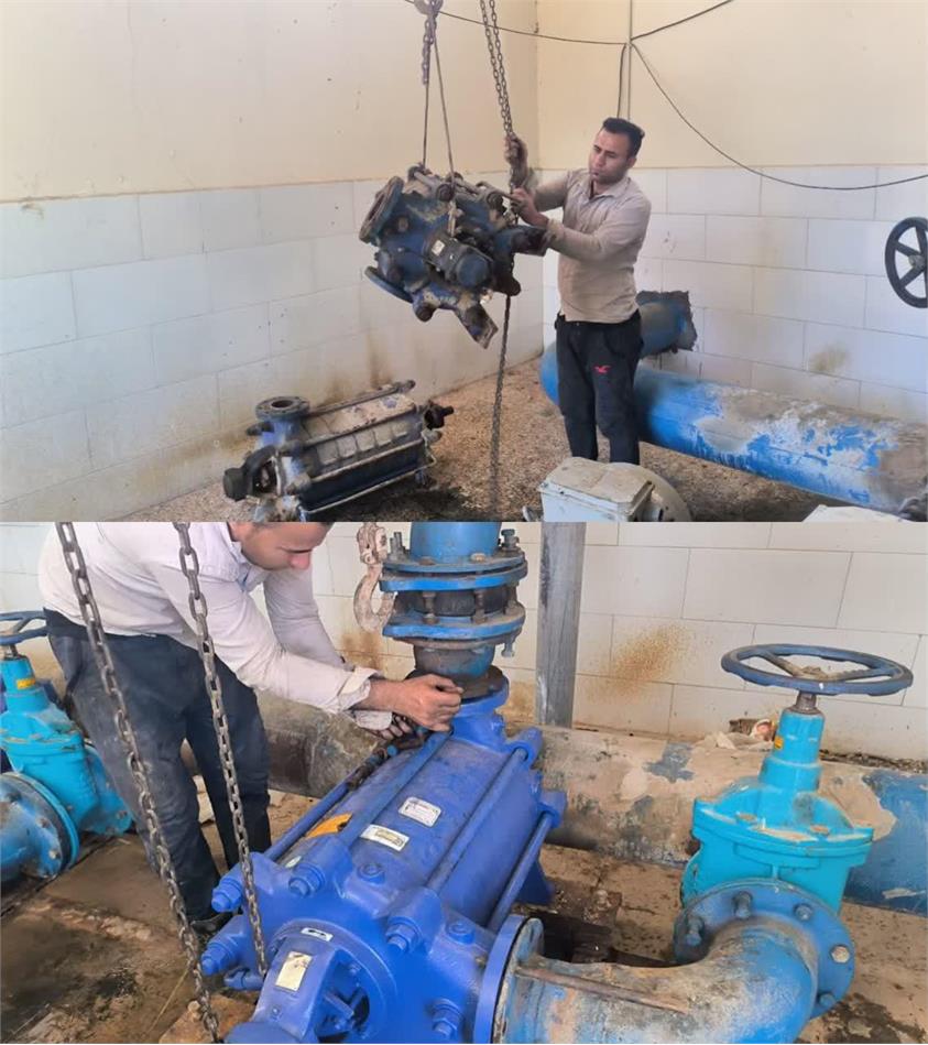 نصب پمپ طبقاتی جدید در تصفیه‌خانه یادگار امام«ره»