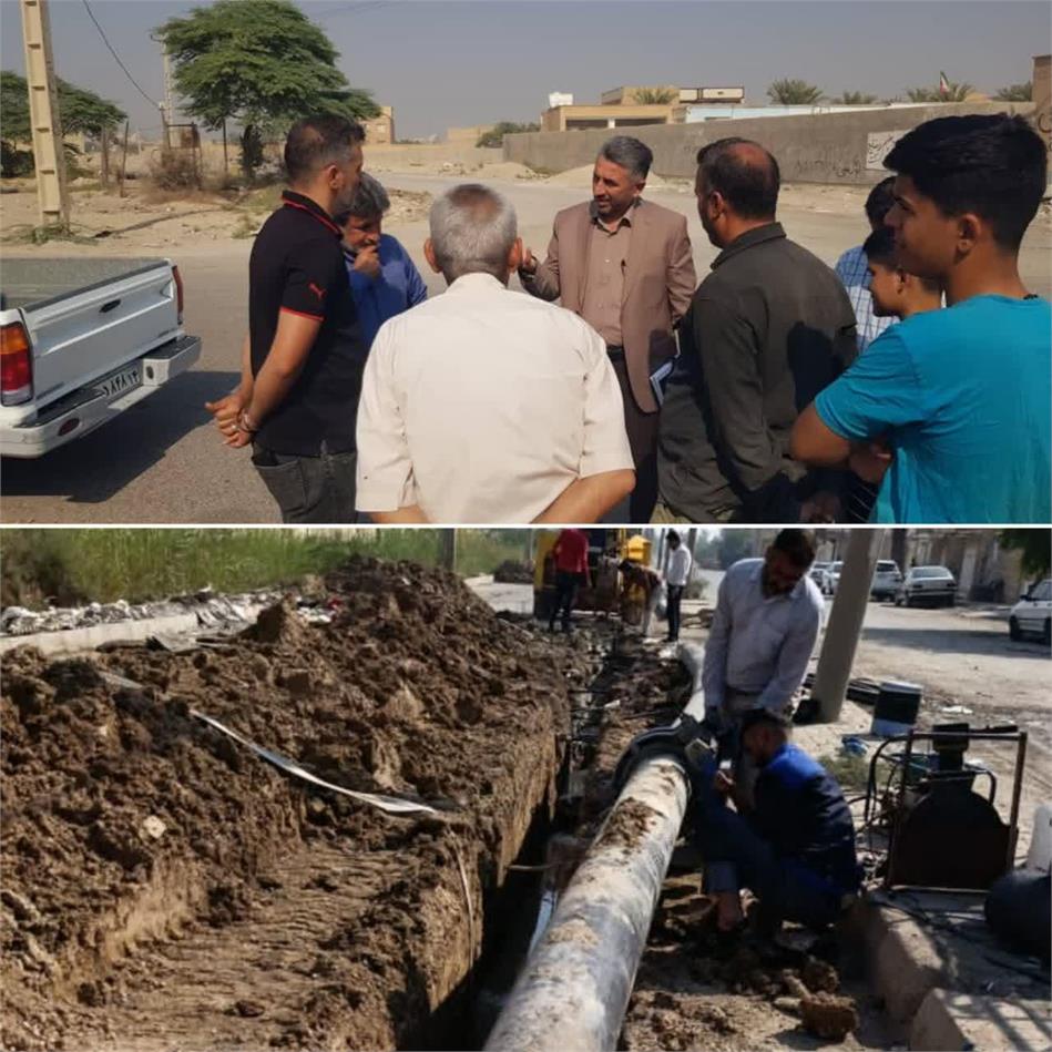 بررسی روند اجرای پروژه‌های آبرسانی در مناطق زرگان و علی‌آباد اهواز