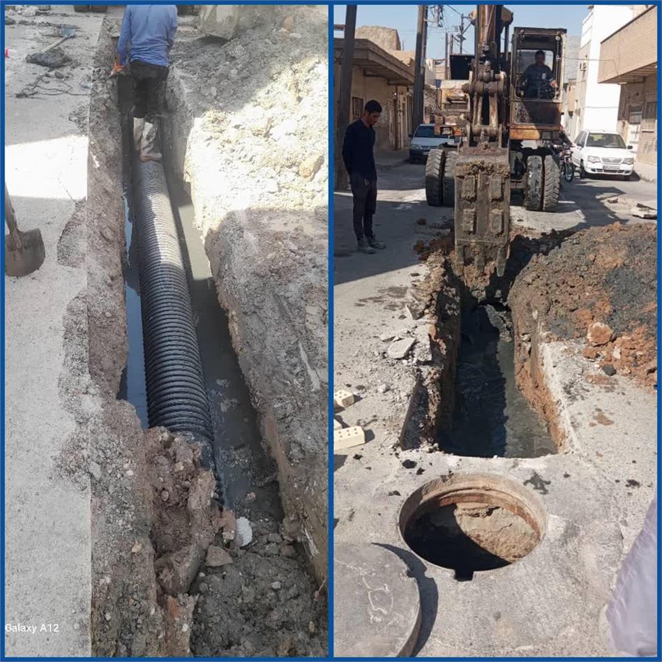 اجرای عملیات اصلاح خط ریزشی فاضلاب در منطقه ملی‌راه