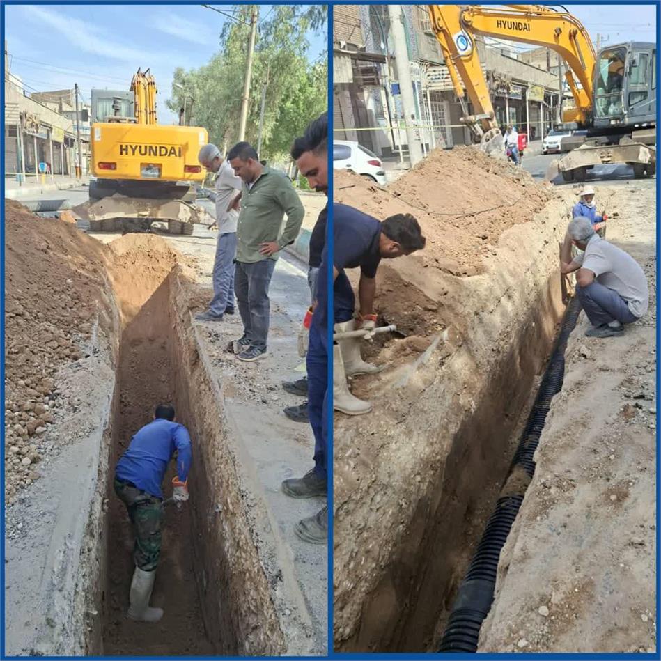 حفاری و اصلاح خط فاضلاب در خیابان شریعتی نبش باینی