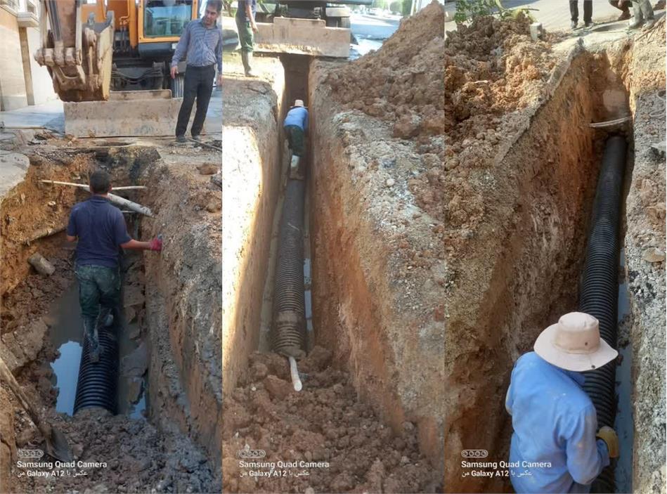 اجرای عملیات اصلاح شبکه فاضلاب در کوی سپیدار