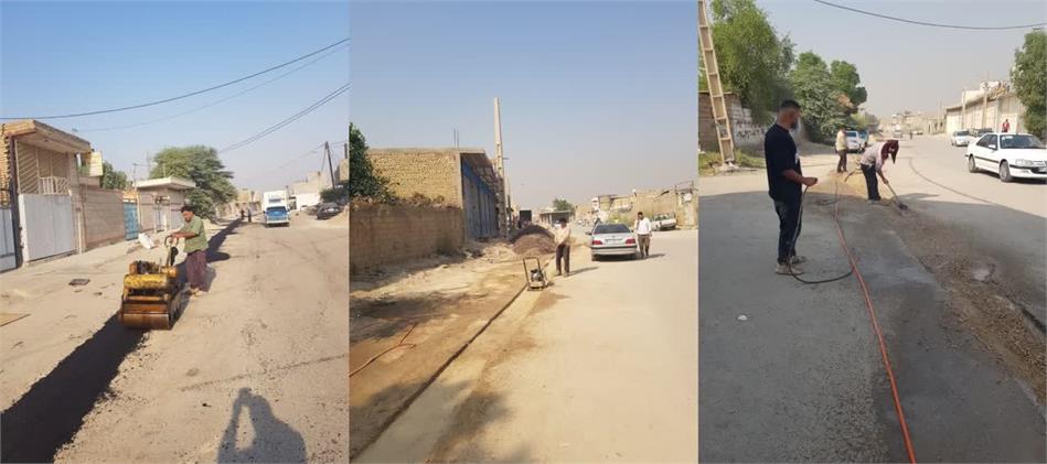 ترمیم و روکش آسفالت خیابان شهدا منطقه نورآباد زرگان